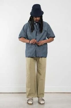 Universal Works4 Pocket Overshirt - Indigo Chambray/Ikat -Garmentory Fashion Store 4 Pocket Overshirt Indigo Chambray Ikat 20220415023929 3