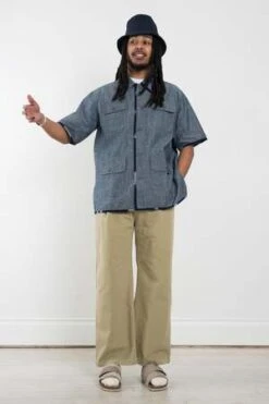 Universal Works4 Pocket Overshirt - Indigo Chambray/Ikat -Garmentory Fashion Store 4 Pocket Overshirt Indigo Chambray Ikat 20220415023930 1