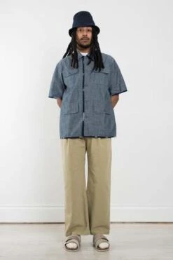 Universal Works4 Pocket Overshirt - Indigo Chambray/Ikat -Garmentory Fashion Store 4 Pocket Overshirt Indigo Chambray Ikat 20220415023930 2