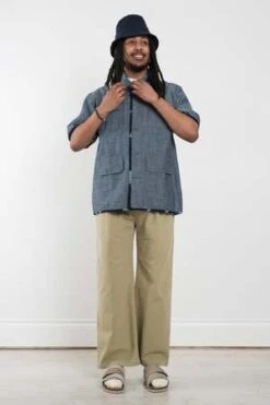 Universal Works4 Pocket Overshirt - Indigo Chambray/Ikat -Garmentory Fashion Store 4 Pocket Overshirt Indigo Chambray Ikat 20220415023930