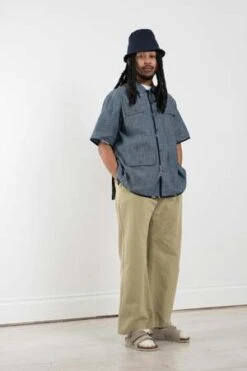 Universal Works4 Pocket Overshirt - Indigo Chambray/Ikat -Garmentory Fashion Store 4 Pocket Overshirt Indigo Chambray Ikat 20220415023931