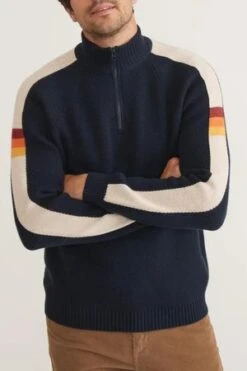 Marine LayerArchive Armas Quarter Zip - Navy/Cream Stripe -Garmentory Fashion Store Archive Armas Quarter Zip 20231101173828 1