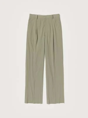 AuraleeHard Twist Wool Viyella Slacks - Ivory Yellow 2 AuraleeHard Twist Wool Viyella Slacks - Ivory Yellow - Image 2