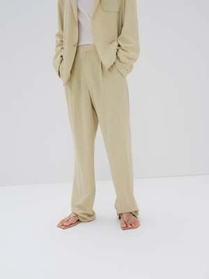 AuraleeHard Twist Wool Viyella Slacks - Ivory Yellow 6 AuraleeHard Twist Wool Viyella Slacks - Ivory Yellow - Image 6