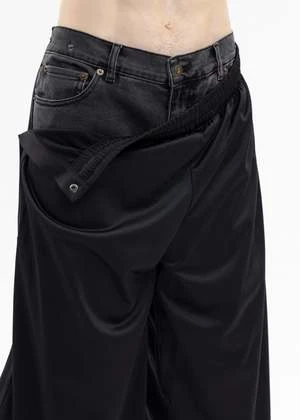 Y/projectSNAP OFF DENIM TRACK PANTS - BLACK 5 Y/projectSNAP OFF DENIM TRACK PANTS - BLACK - Image 5