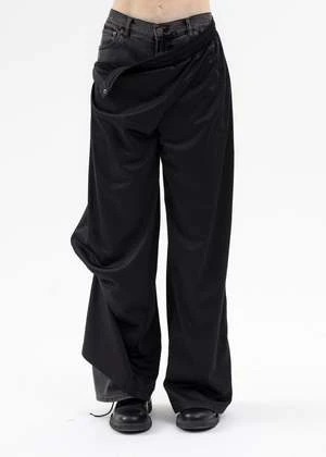 Y/projectSNAP OFF DENIM TRACK PANTS - BLACK 3 Y/projectSNAP OFF DENIM TRACK PANTS - BLACK - Image 3