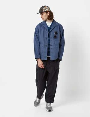 Beams Plus80/3 Cotton Satin 1 Pleat Trousers - Navy Blue 3 Beams Plus80/3 Cotton Satin 1 Pleat Trousers - Navy Blue - Image 3