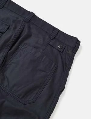 Beams Plus80/3 Cotton Satin 1 Pleat Trousers - Navy Blue 7 Beams Plus80/3 Cotton Satin 1 Pleat Trousers - Navy Blue - Image 7