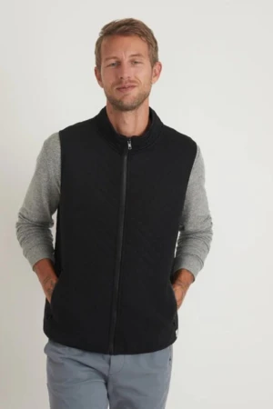 Marine LayerCorbet Full Zip Vest - Black Heather 4 Marine LayerCorbet Full Zip Vest - Black Heather - Image 4