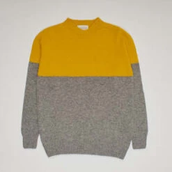 Country Of OriginPure New Wool Seamless Half Crew - Yellow/Flannel