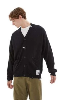 Mihara YasuhiroDistressed Knit Cardigan - Black