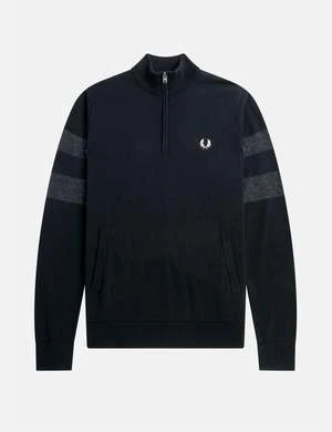 Fred PerryTipped Half Zip Jumper - Black 3 Fred PerryTipped Half Zip Jumper - Black - Image 3