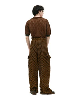 Isa BoulderCheckered Knit Cargo Trousers - Brown -Garmentory Fashion Store Isa Boulder Checkered knit cargo trousers 20230525075016 1