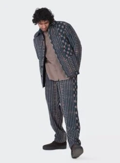 KardoParis Quilted Corduroy Jacket - Blue/Tan Block Print -Garmentory Fashion Store Kardo Paris Quilted Corduroy Jacket BP103 Blue Tan Block Print 20230927050837 1