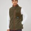 KavuCooper Fleece Vest - Moss Brown/Red