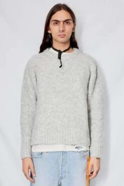 LE17SEPTEMBRE HOMMEBoucle Round Neck Pullover - Light Grey -Garmentory Fashion Store Light Grey Boucle Round Neck Pullover 20230928200436 1