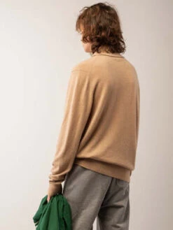 PureCashmere NYCPolo Sweater - Camel -Garmentory Fashion Store Men Polo Sweater Camel 20220913014838 3