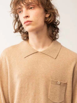 PureCashmere NYCPolo Sweater - Camel -Garmentory Fashion Store Men Polo Sweater Camel 20220913014839