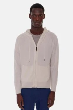 Blue&CreamNew Leo Zip Hoodie With Pockets - Eggshell