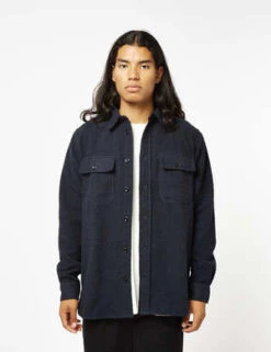Norse ProjectsSilas Wool Textured Overshirt - Dark Navy Blue