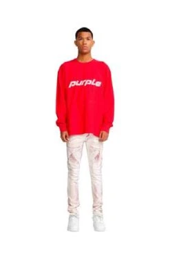 PURPLELow Rise Skinny Jean White X Ray With Cherry Tomato Foil