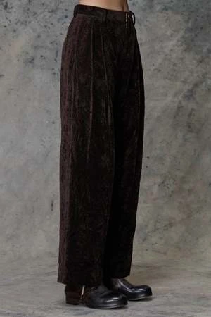 Ziggy ChenSong For The Mute Pleated Drop Crotch Trousers - Burgundy 2 Ziggy ChenSong For The Mute Pleated Drop Crotch Trousers - Burgundy - Image 2