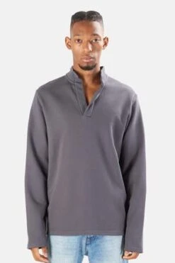 Blue&CreamPop Collar Pullover - Ash