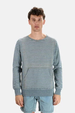 Remi ReliefIndigo Border Crewneck - Indigo