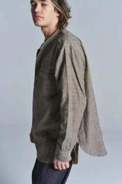 Taiga TakahashiJacquard Lot 105 Band Collar Shirt Pullover - Ivory -Garmentory Fashion Store Taiga Takahashi Jacquard Lot 105 Band Collar Shirt Pullover Ivory 20230303020215