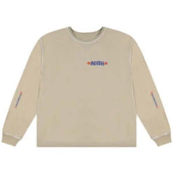 AdishTatreez Logo Contrast Stitched Long Sleeve Shirt - Beige