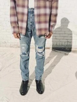 The Letters5 Pocket Grunge Jean - Indigo Used Washed Denim