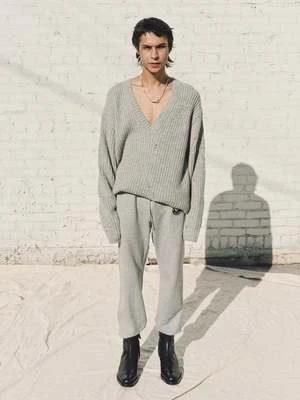 The LettersLoopwheel Fleece Cotton Horse Emblem Sweat Pants - Light Gray 2 The LettersLoopwheel Fleece Cotton Horse Emblem Sweat Pants - Light Gray - Image 2